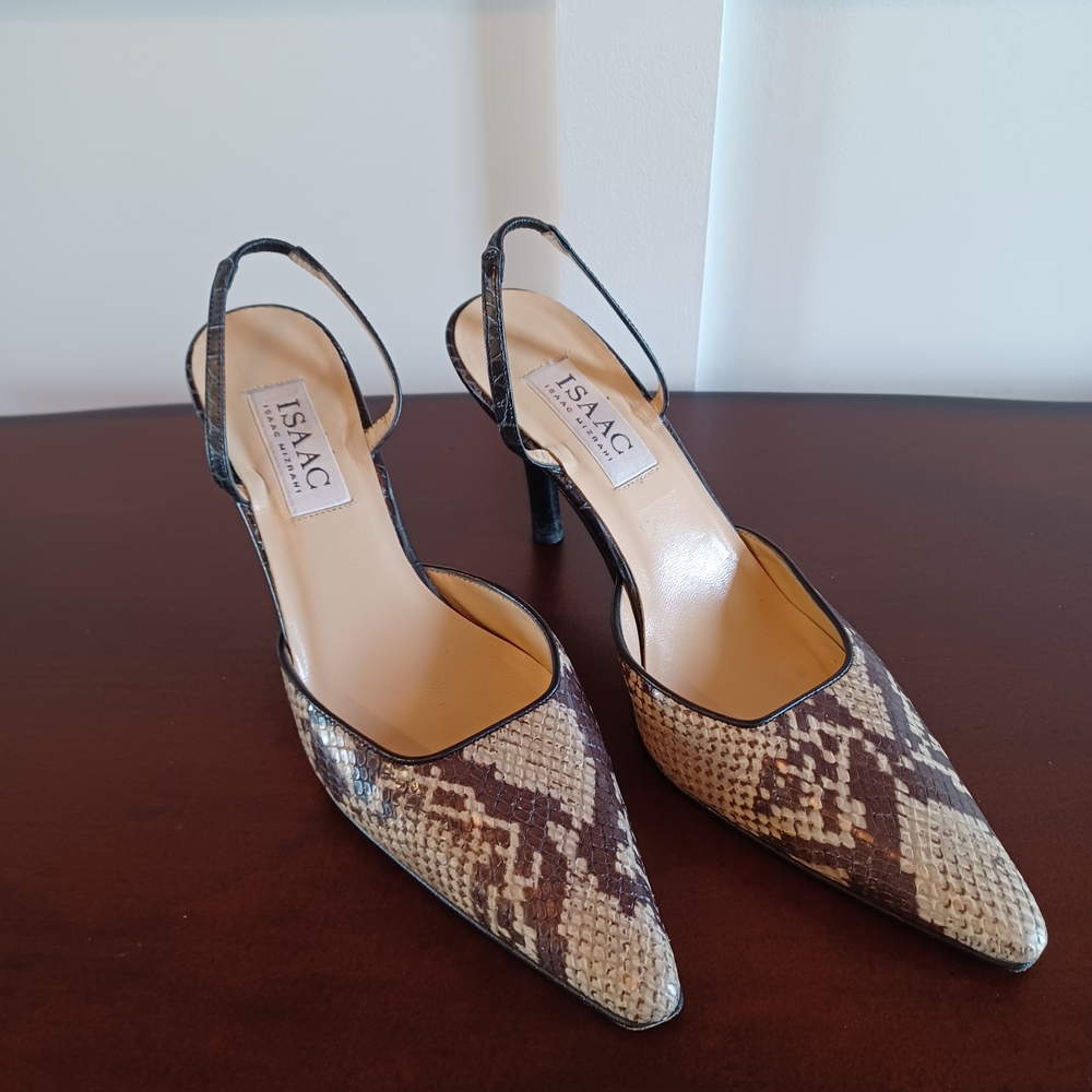 Isaac Mizrahi Women's Snakeskin Slingback Heels
